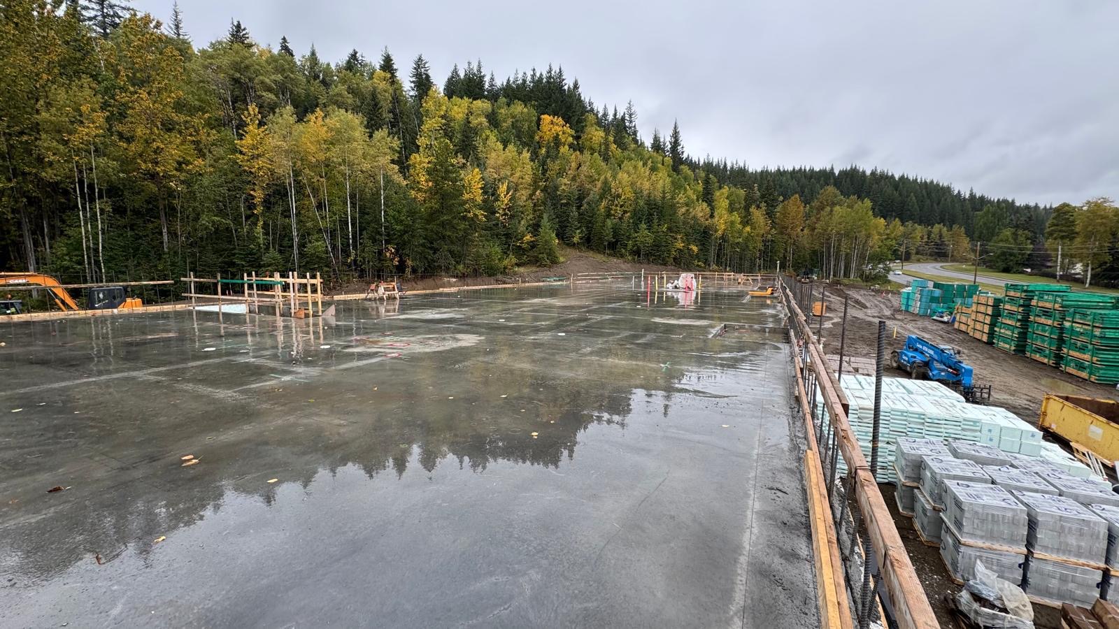 Precision concrete foundation pour at a residential site