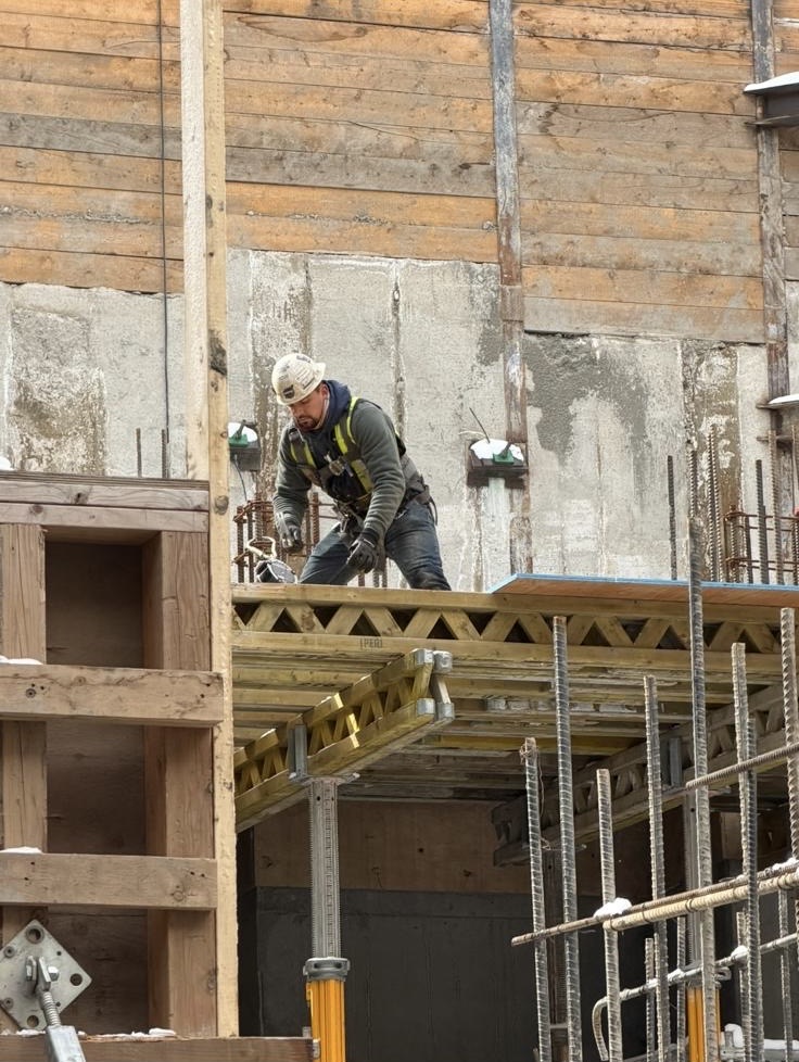Precision concrete foundation pour at a residential site